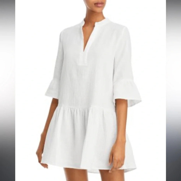 Monrow Easy dress size xs excellent condition 100% cotton white bell sleeves - Picture 3 of 8